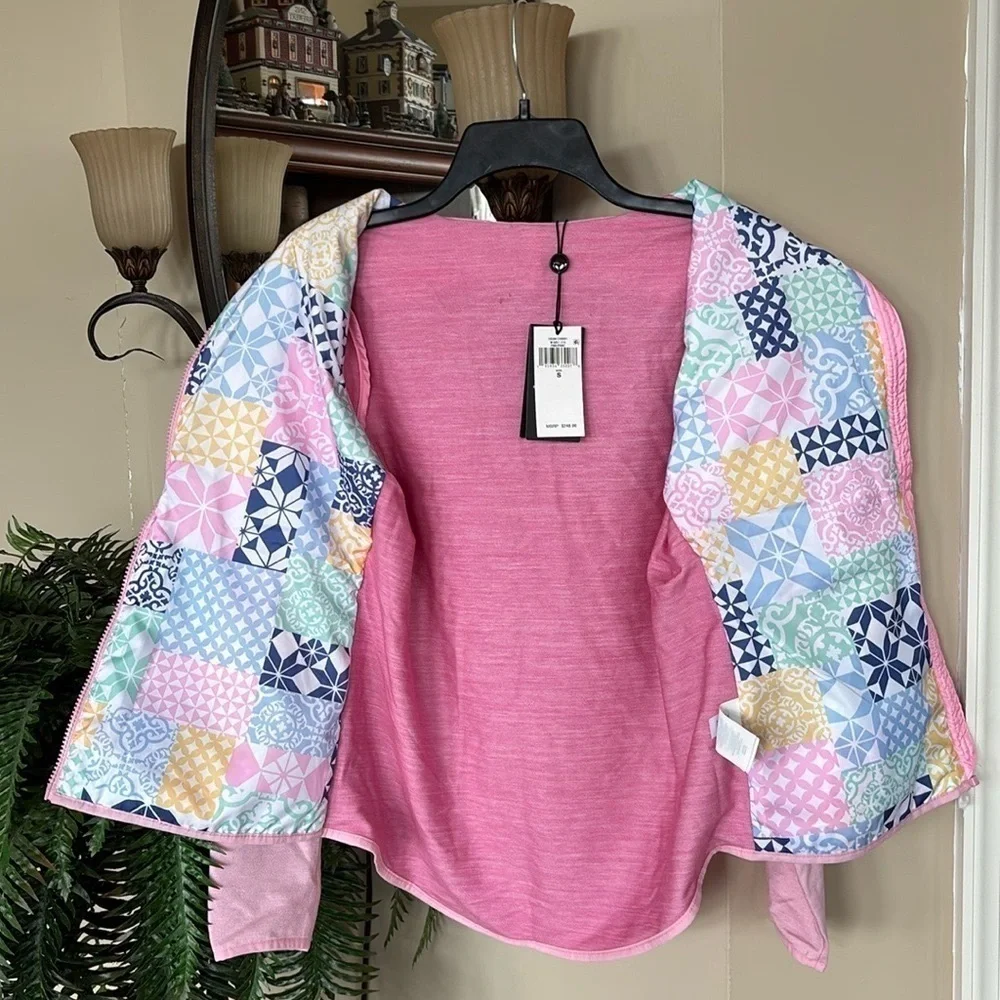 Brand New RLX Ralph Lauren Pink Pastel Patchwork Zip Up Golf Jacket